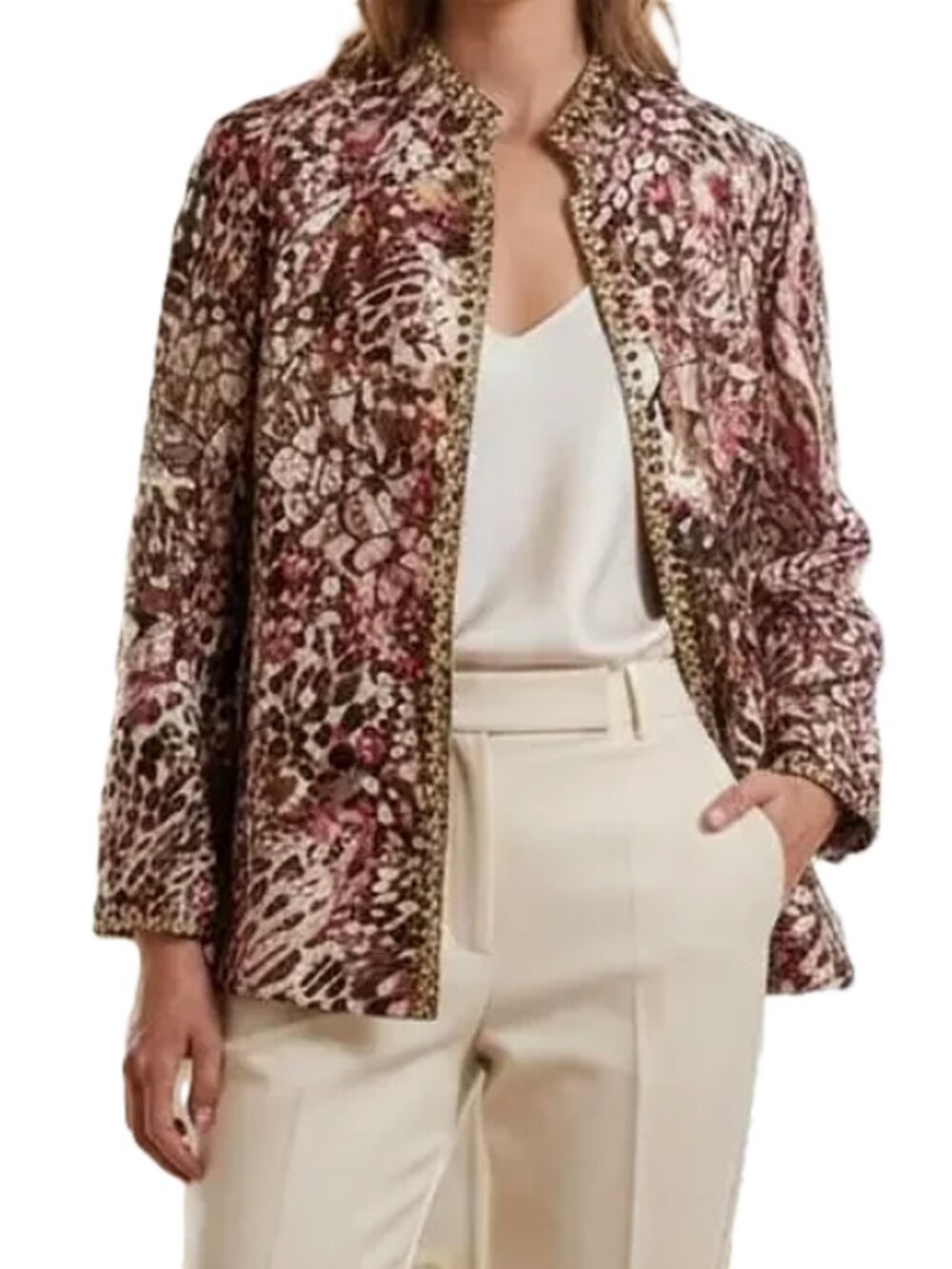 Chico's Colorful Animal Pattern Bernite Jacket size 2 NWT